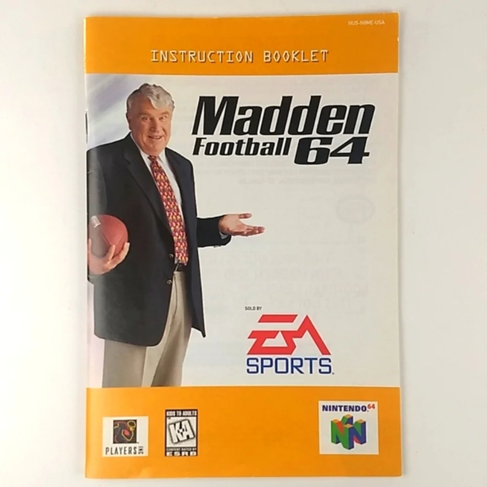 Madden Football 64, N64 Original Retail Box and All Original Manuals 1997